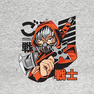 Ninja Girl Japanese Aesthetic Vintag Anime Otaku T-Shirt